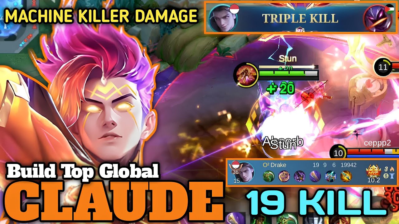 19 KILL!! TERNYATA DAMAGE CLAUDE EMBLEM ASSASIN MASIH MENGGILA!! | BUILD TOP GLOBAL CLAUDE - MLBB