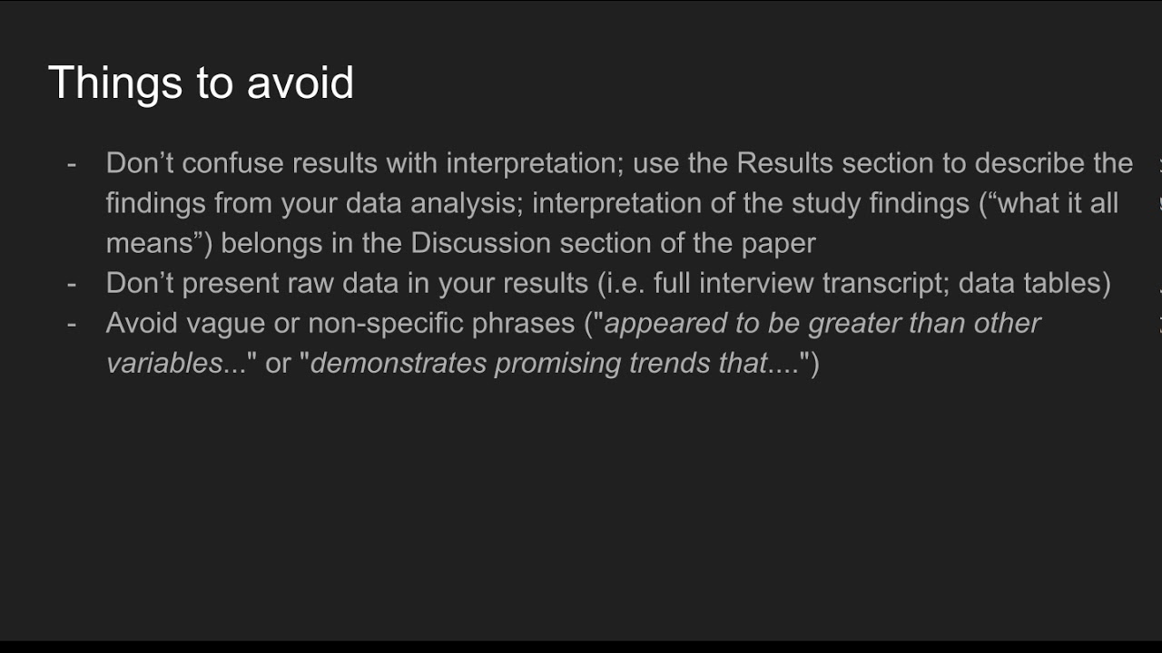 Writing the Results Section of a Research Paper