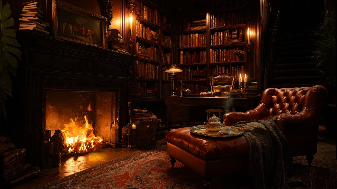 A Winter's Night in a Victorian Study | Cozy Fireplace Ambience for the Best 8 Hours of Sleep