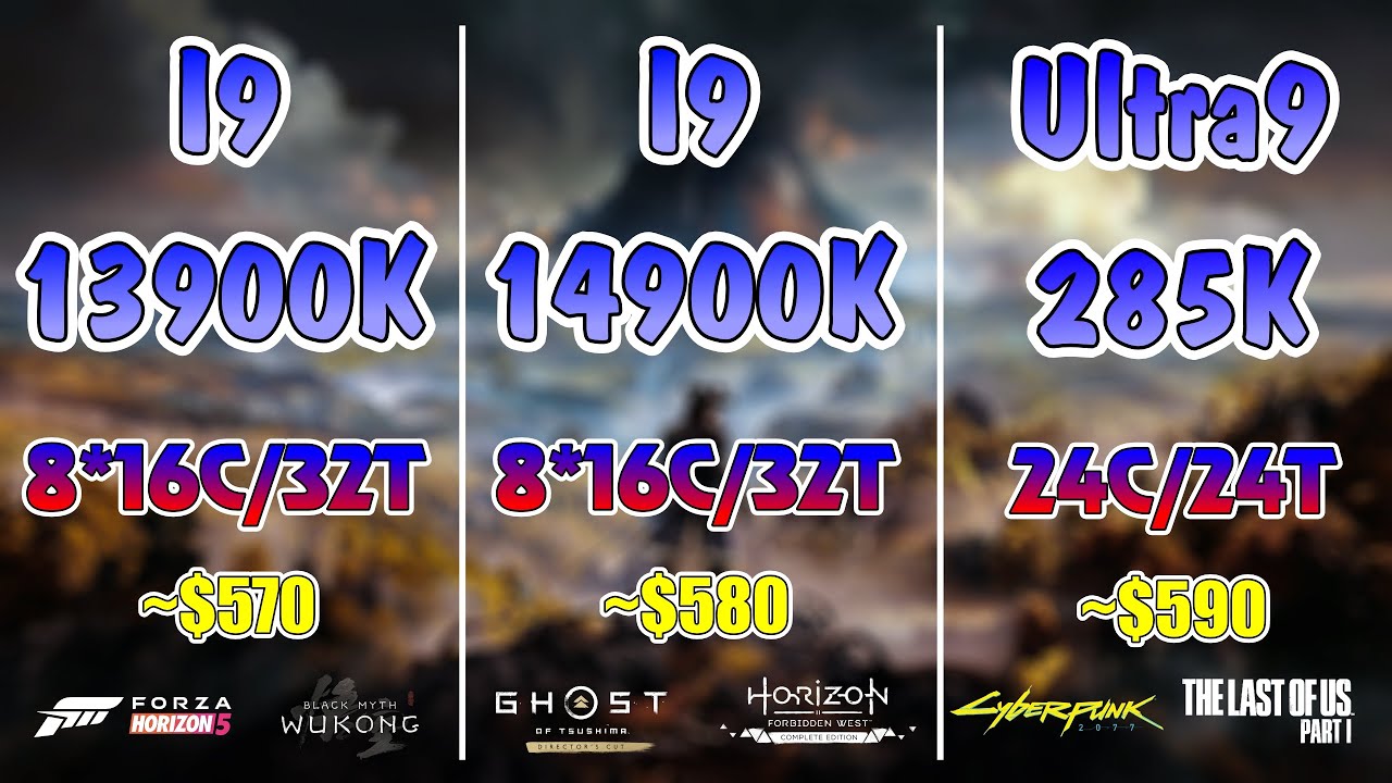 Ultra 9 285K Vs i9 14900K vs i9 13900k