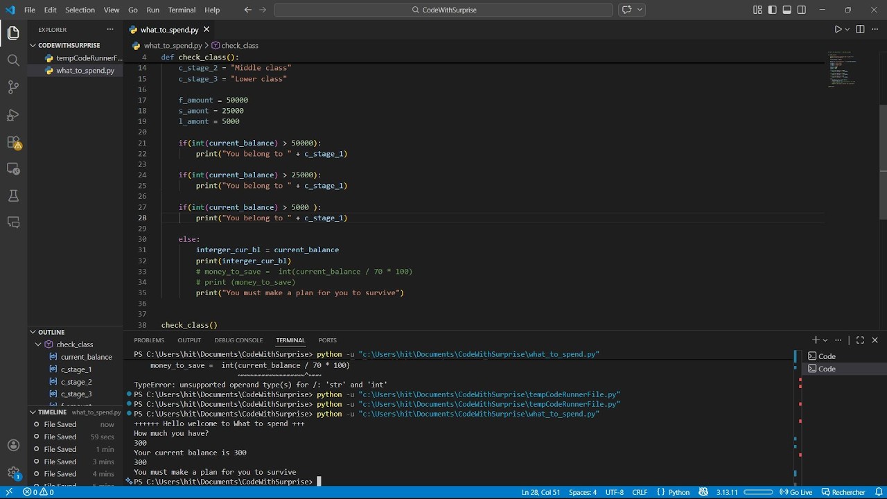 'My Finance App' python application development with Surprise