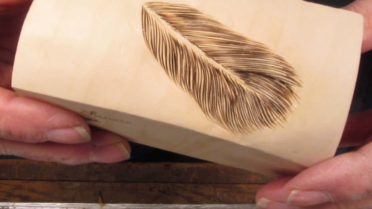 Three Minute Feather - Carved & Burned - Demonstration - Laurie J. McNeil