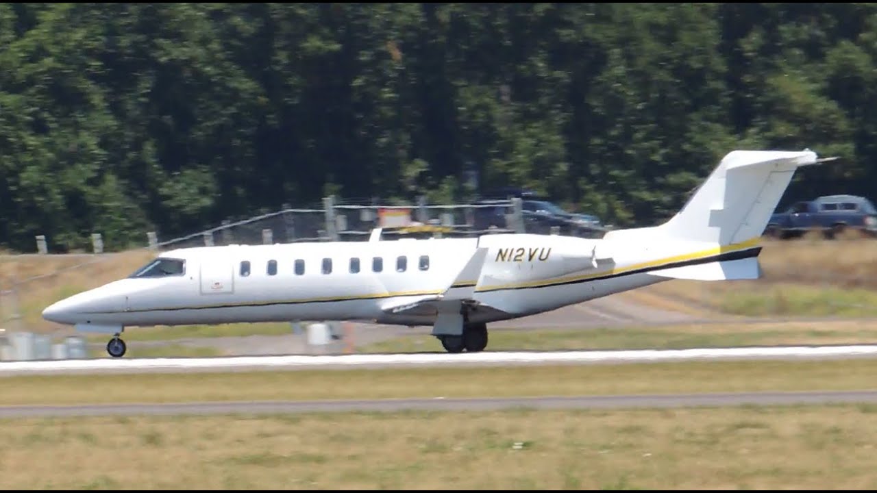 Bombardier Learjet 45XR [N12VU] takeoff from PDX