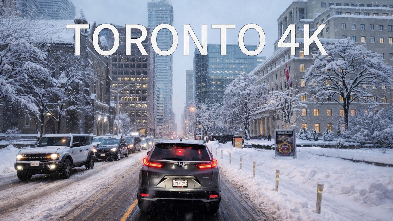 Driving in Winter Snow Storm in Toronto Downtown 2026 – Canada 4K