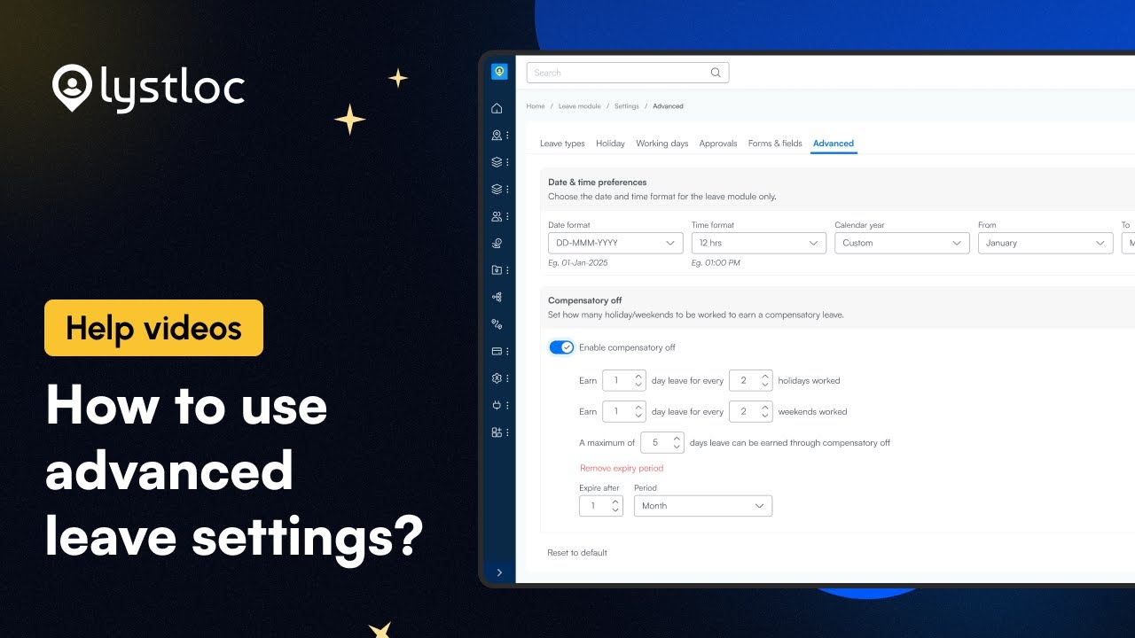 Lystloc Leave Module - Explore the advanced setting.