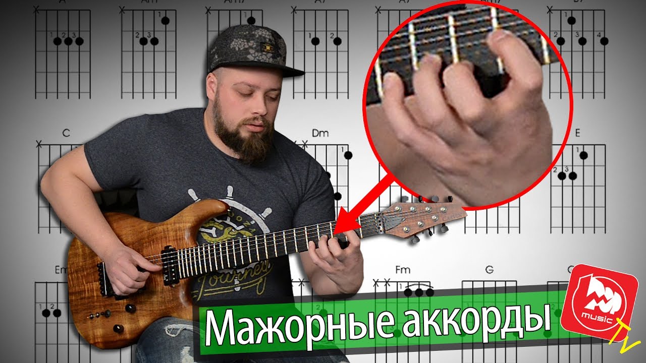 МАЖОРНЫЕ АККОРДЫ, уроки игры на электрогитаре