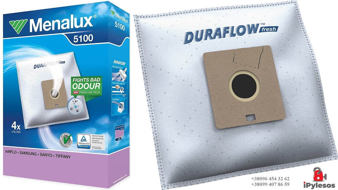 Пылесборники Menalux 5100 для пылесосов Samsung Clean Force и Veloce, EcoBlue, Supero и LG, Hoover