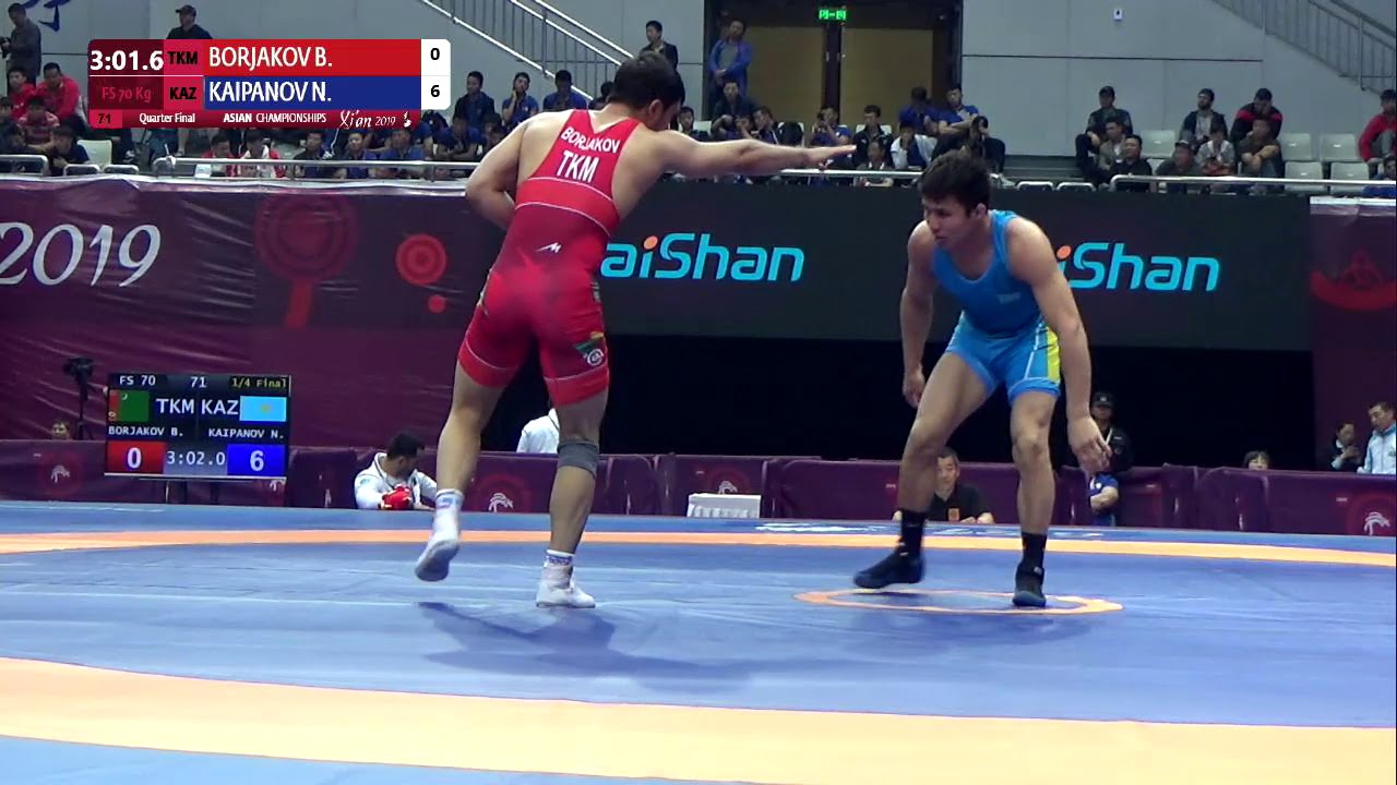 1/4 FS - 70 kg: B. BORJAKOV (TKM) v. N. KAIPANOV (KAZ)
