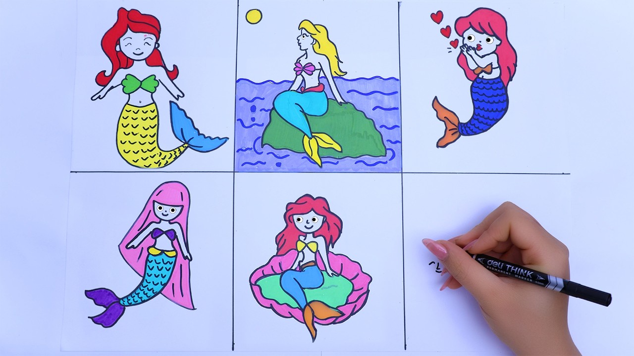 Drawing Mermaid for Kids 🧜‍♀️ | Cute & Easy Mermaid Art