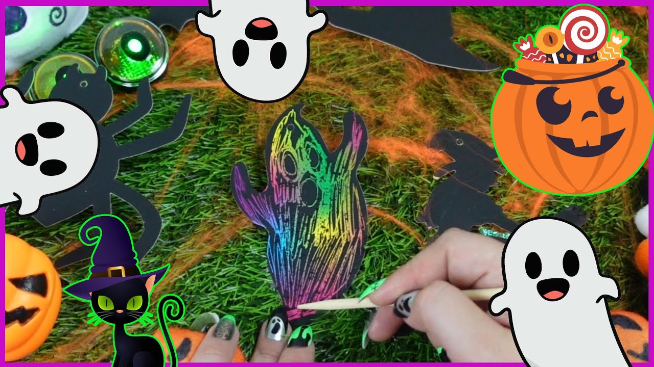 Halloween 🎃 Scratch Art |  Magic Color Scratch Halloween Ornaments | Decoraciones de Halloween👻🎃