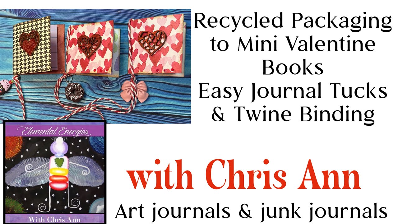 Recycled Packaging to Mini Valentine Books | Easy Journal Tucks & Twine Binding