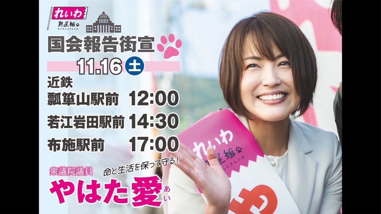 やはた愛ちゃんねる❤️ #国会報告街宣 ライブ配信中！ (2024年11月16日17:00~ @布施駅前)
