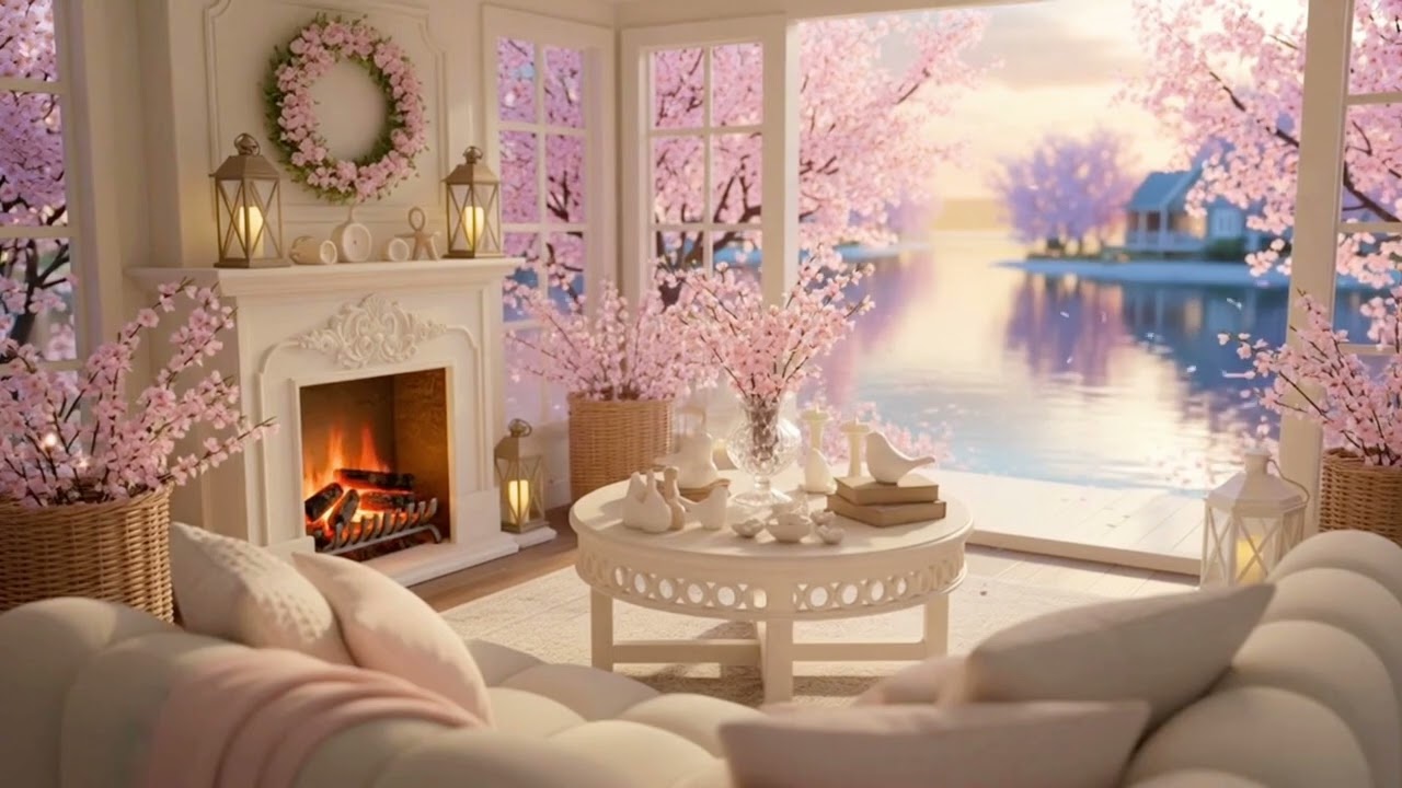 Blush Spring Cabin Retreat 🌿💜 Soft Piano & Soft Atmosphere for Work & Study