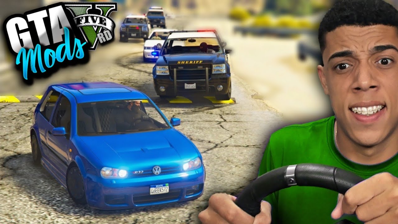 FUGA DA POLICIA DE GOLF MK4 TUNADÃO NO VOLANTE! ( INSANO ) - GTA 5 MODS