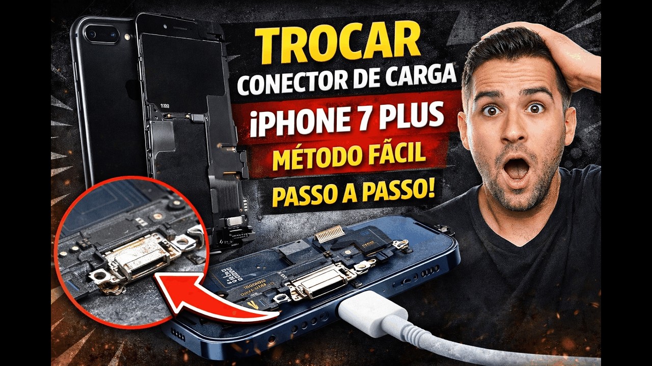 Como trocar conector de carga iPhone 7 Plus método fácil passo a passo #UTI