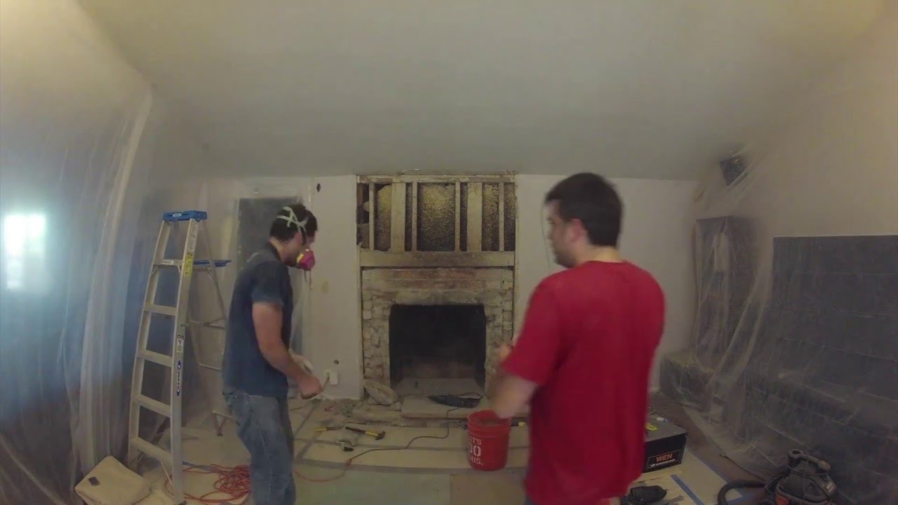 DIY Fireplace Remodel Timelapse (Day 1 of 6) - Demolition