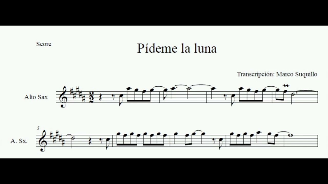 P&Iacute;DEME LA LUNA | PARTITURA Y PISTA PARA SAXO ALTO (LEER LA DESCRIPCI&Oacute;N)