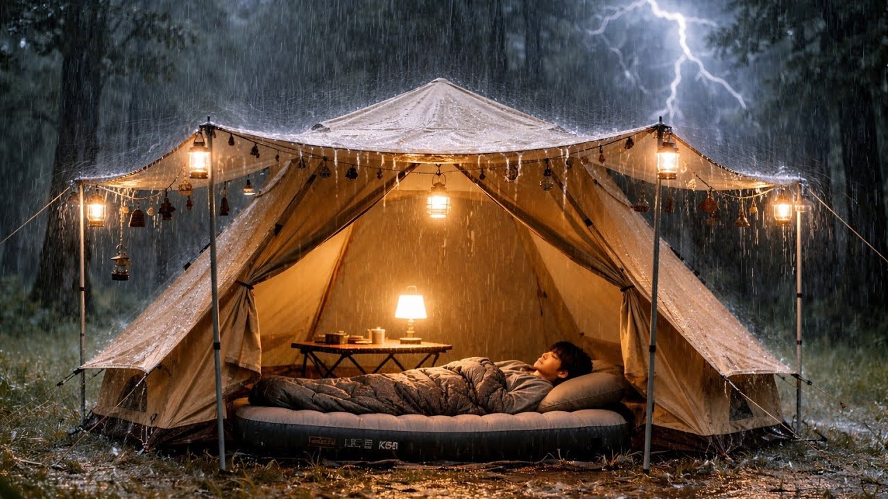 SCARY DOWNPOUR and THUNDERSTORMS‼️CAMPING IN HEAVY RAIN AND THUNDERSTORMS, HEAVY RAIN ALL DAY