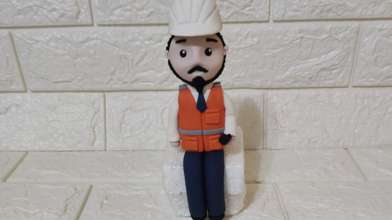 how to make a worker in fondant / como hacer minero en fondant / cakeTopper obrero/tutorial modelado