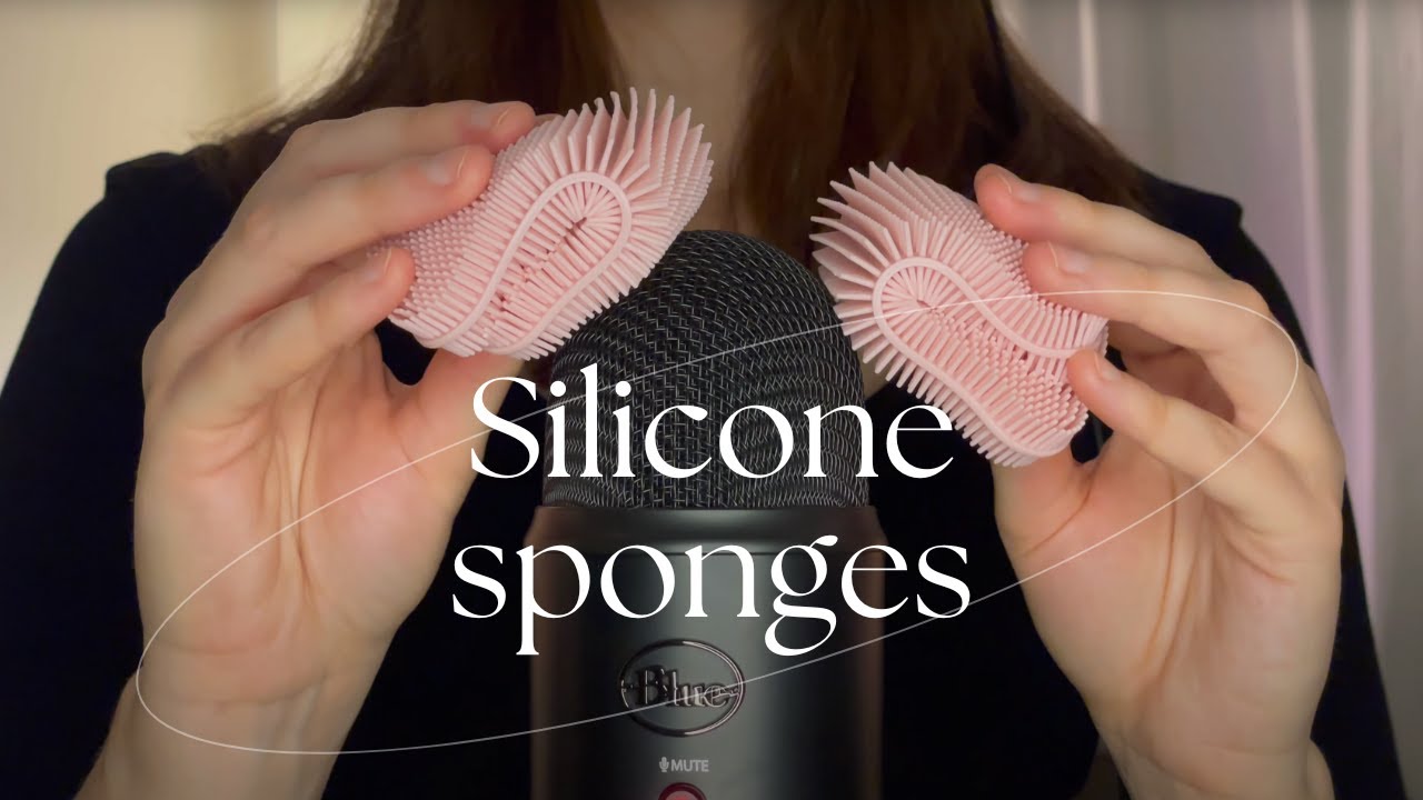 ASMR | Pink silicone sponge (Brown noise, Fireplace ambient)