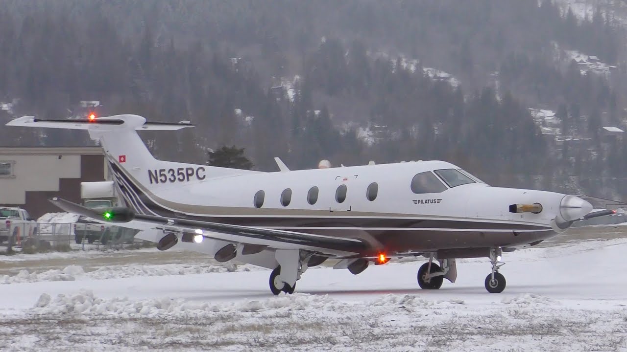 Pilatus PC-12 Snowy Takeoff