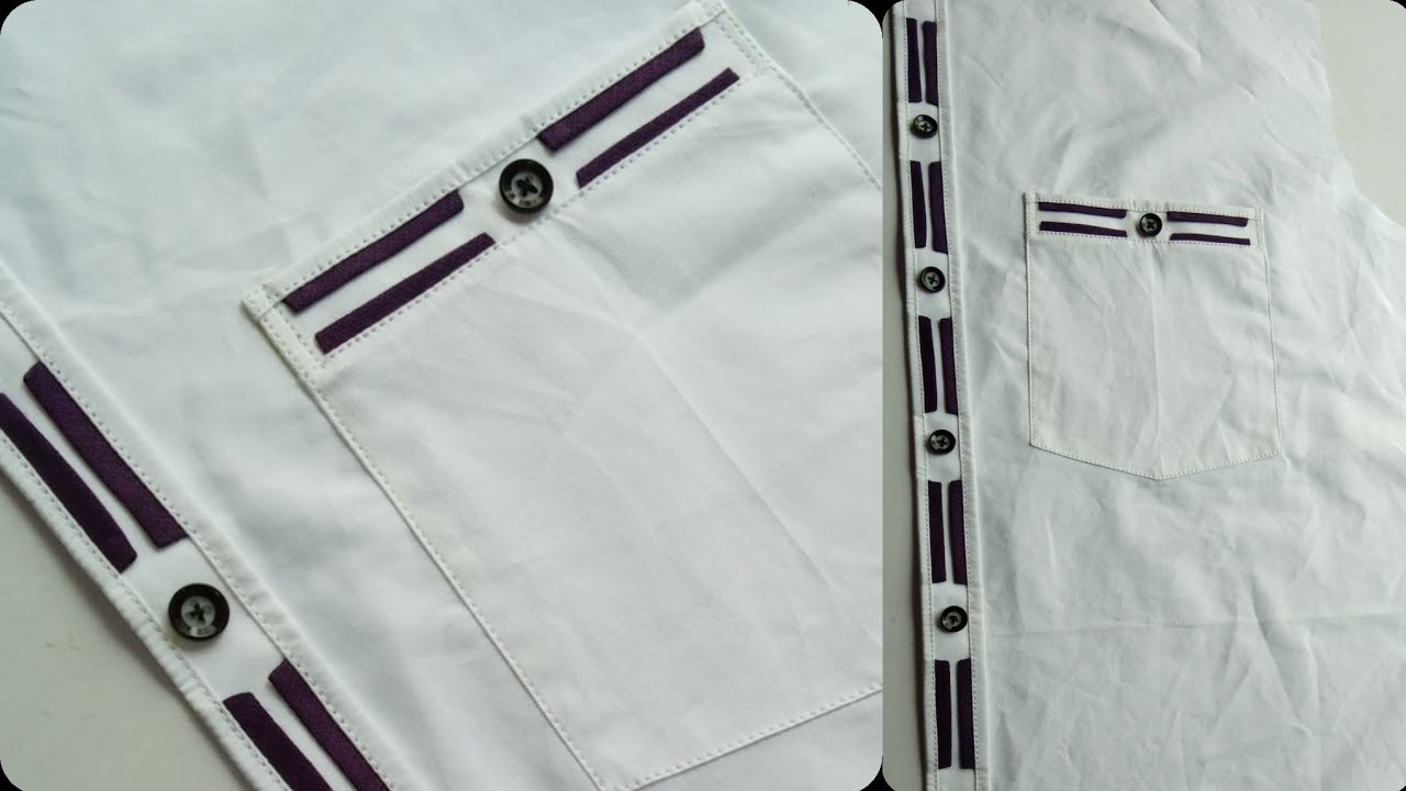Sew a designer shirt 2019 // designer shirt front placket stitching  // designer pocket