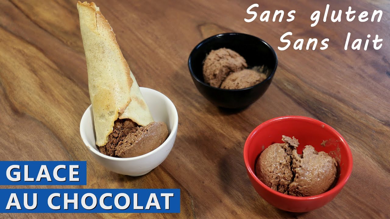 Recette de Glace chocolat sans lait et son cornet sans gluten