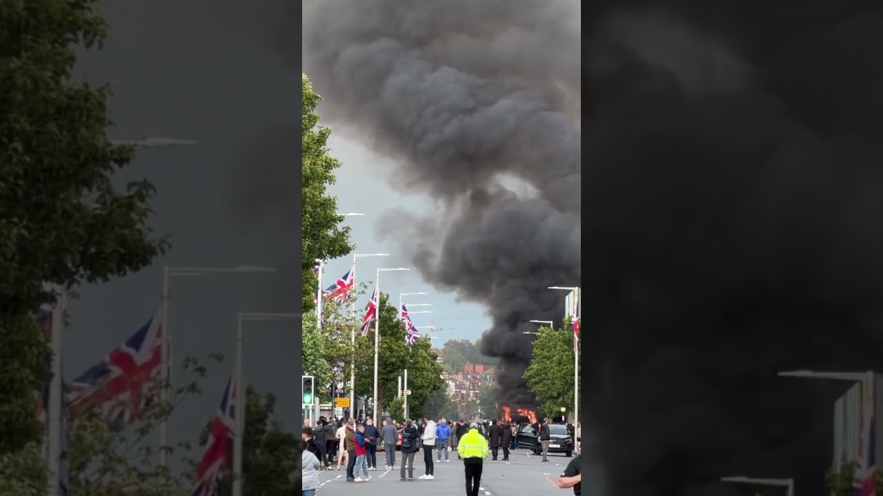 Glider bus set on fire in east Belfast amid protests