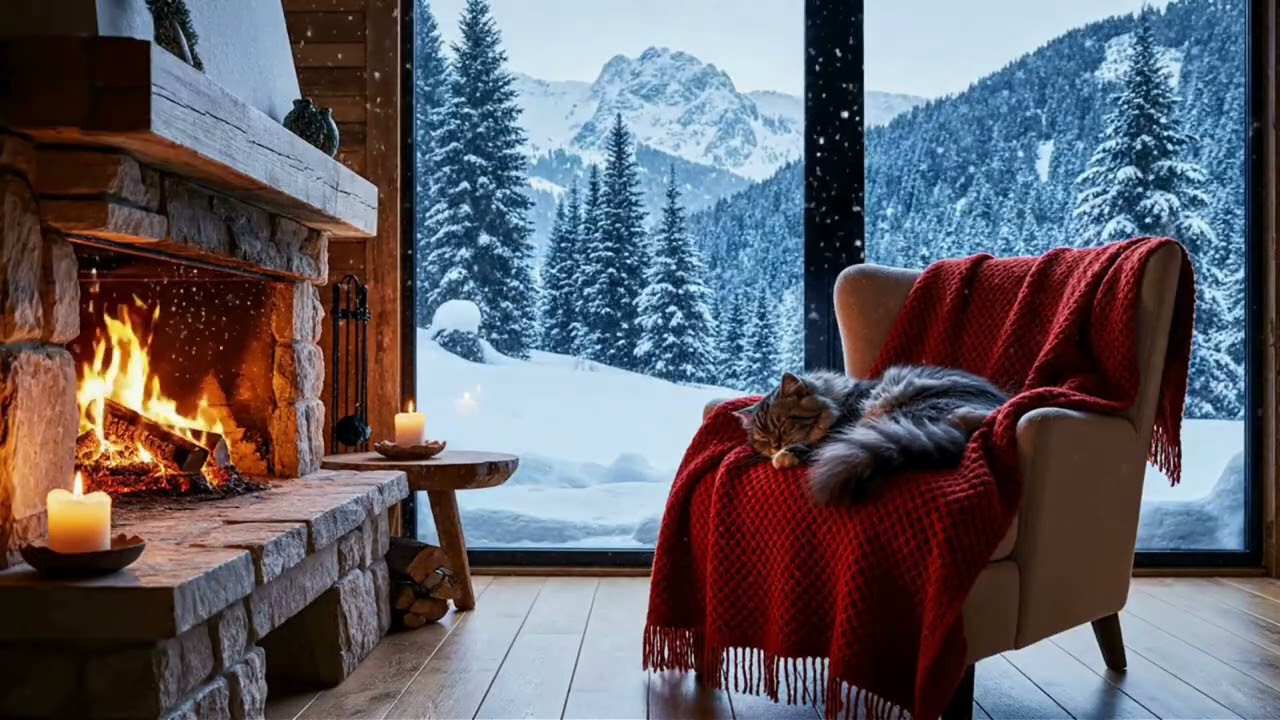 Cozy Fireplace & Snowstorm Ambience | Original Ambience for Sleep