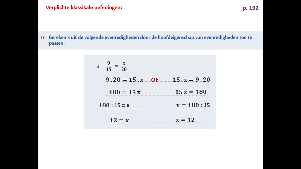 G13 14 Hoofdeigenschap van evenredigheden met bewijs