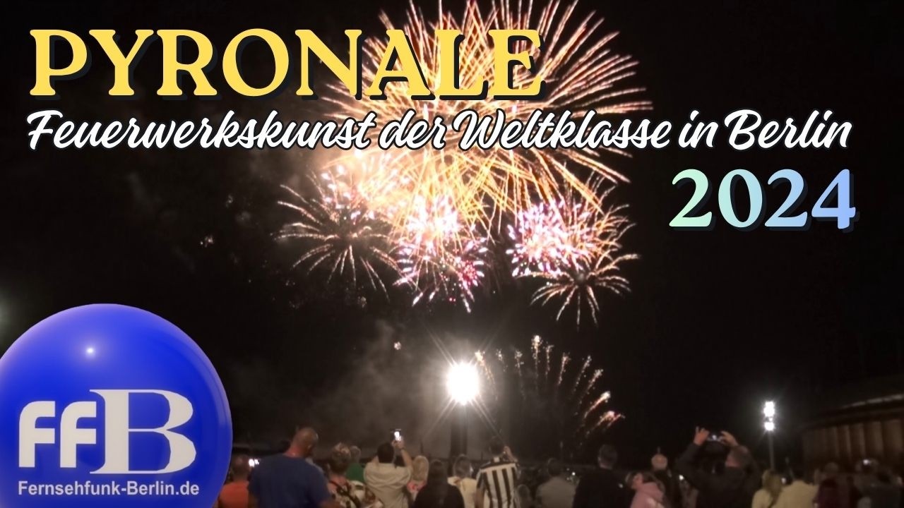 Pyronale 2024 - Feuerwerksspektakel am Himmel über dem Maifeld am Berliner Olympiastadion