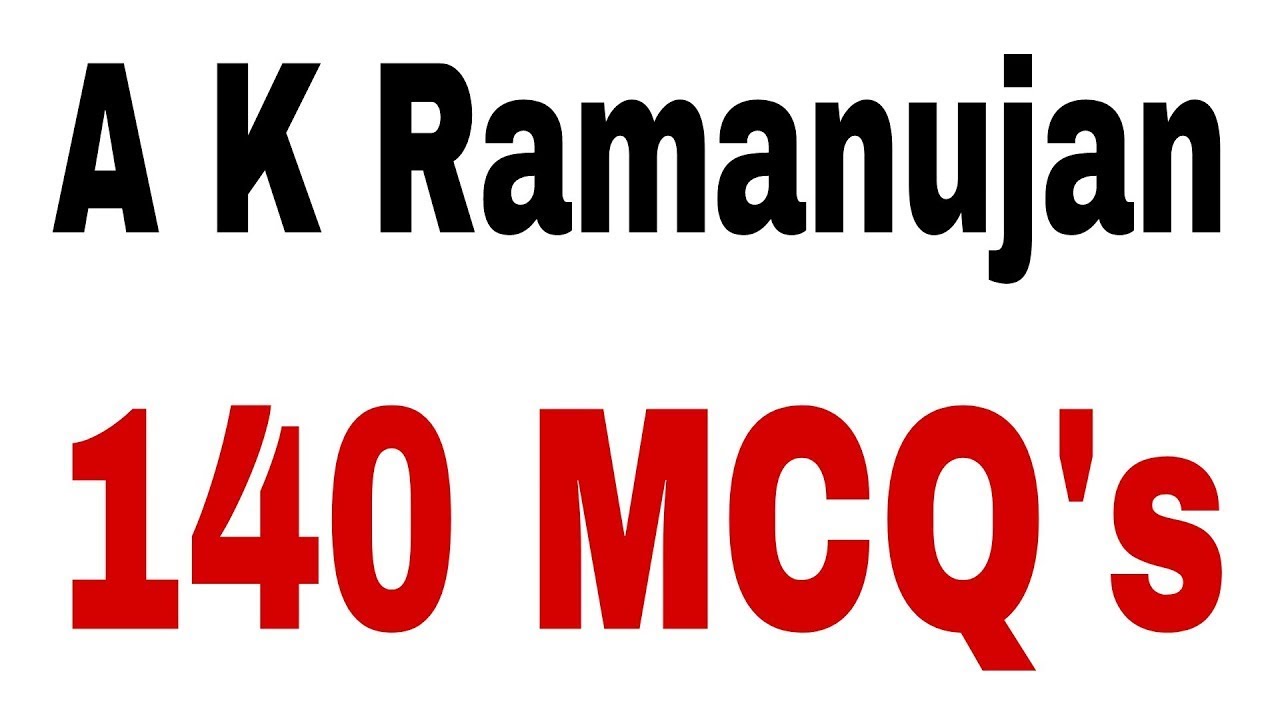 A K Ramanujan MCQs I MCQs on A K Ramanujan l A K Ramanujan Quiz l Ramanujan l English Lectureship