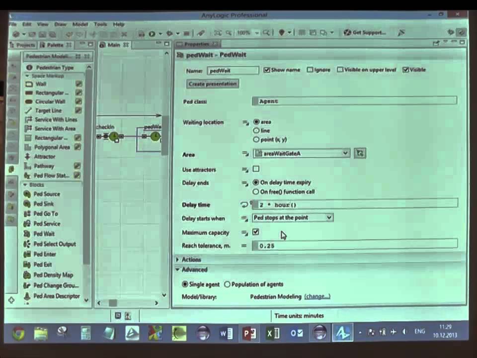 AnyLogic 7 Pedestrian Multimethod Simulation Model Demo