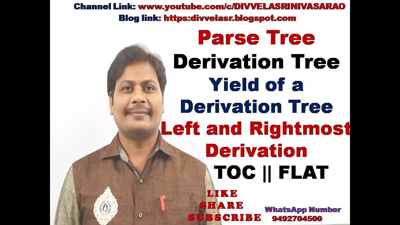 Parse Tree ||  Derivation Tree || Left and Rightmost Derivation ||  Yield of  Derivation Tree | TOC
