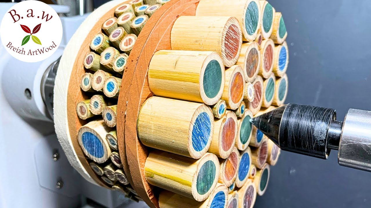 Create a Stunning Artwork: Woodturning with Bamboo and Resin Explained👍