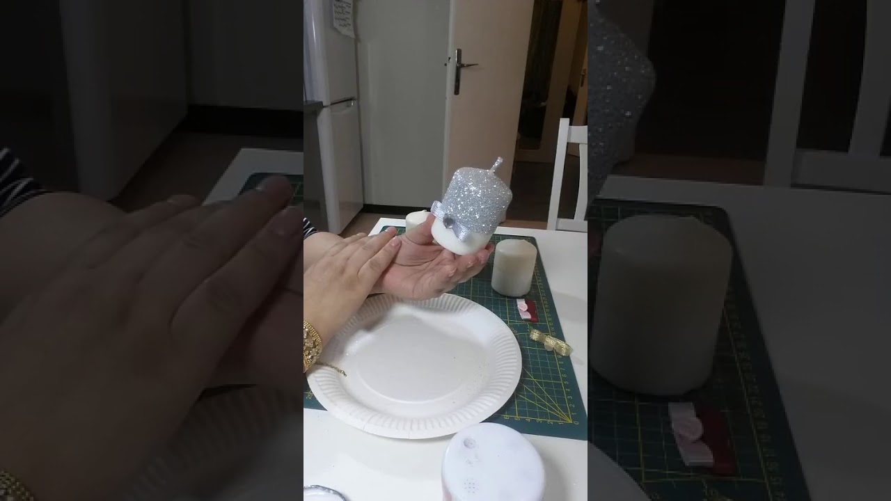 Bougies personnalisées avec des paillettes  تزين الشموع للمناسبات