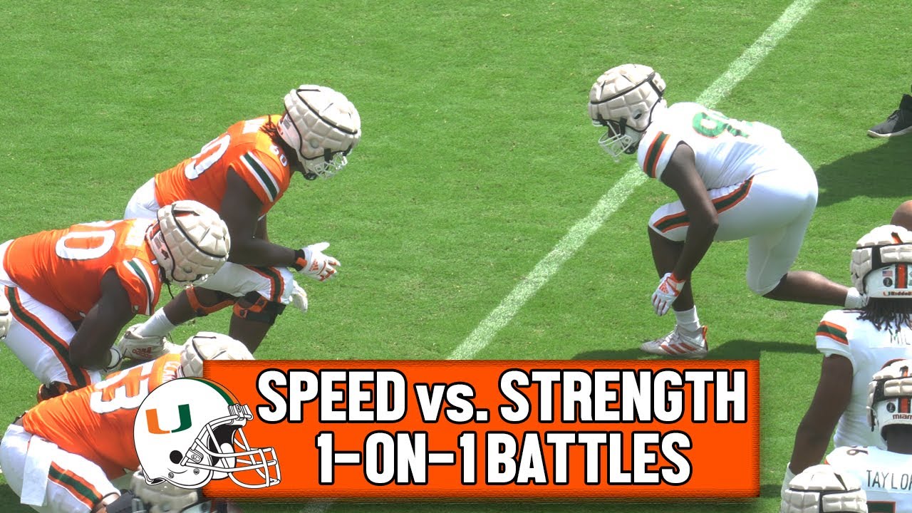 1-ON-1 Defensive Linemen Show Moves vs. Offensive Linemen at Spring Game