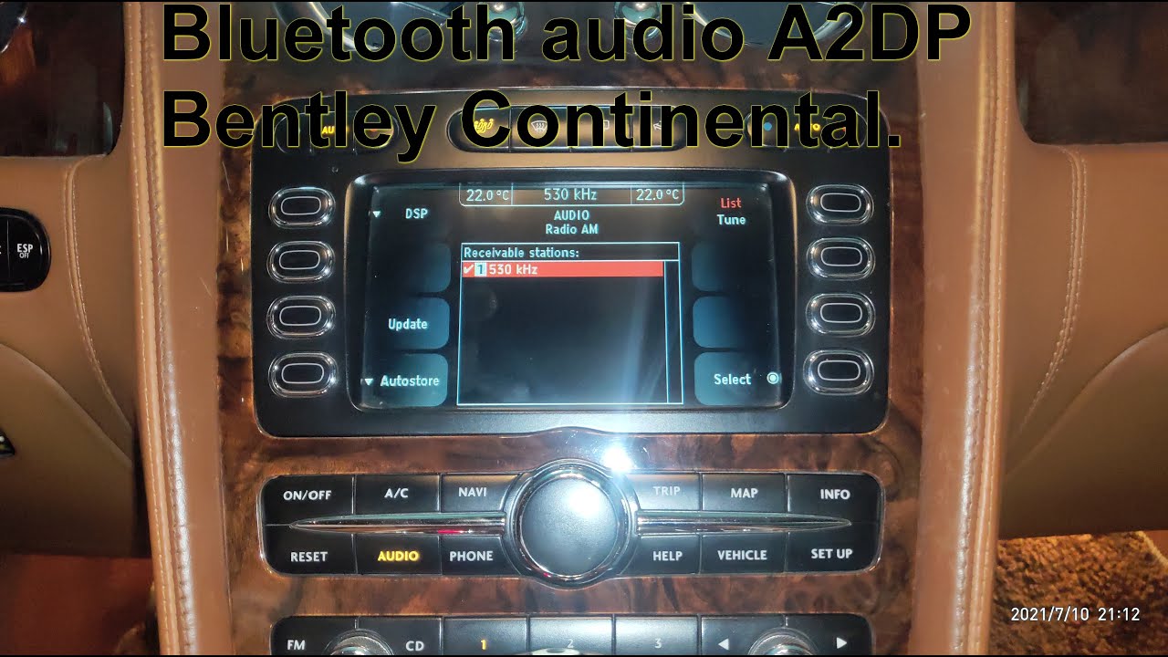 Bentley Continental. Bluetooth audio A2DP