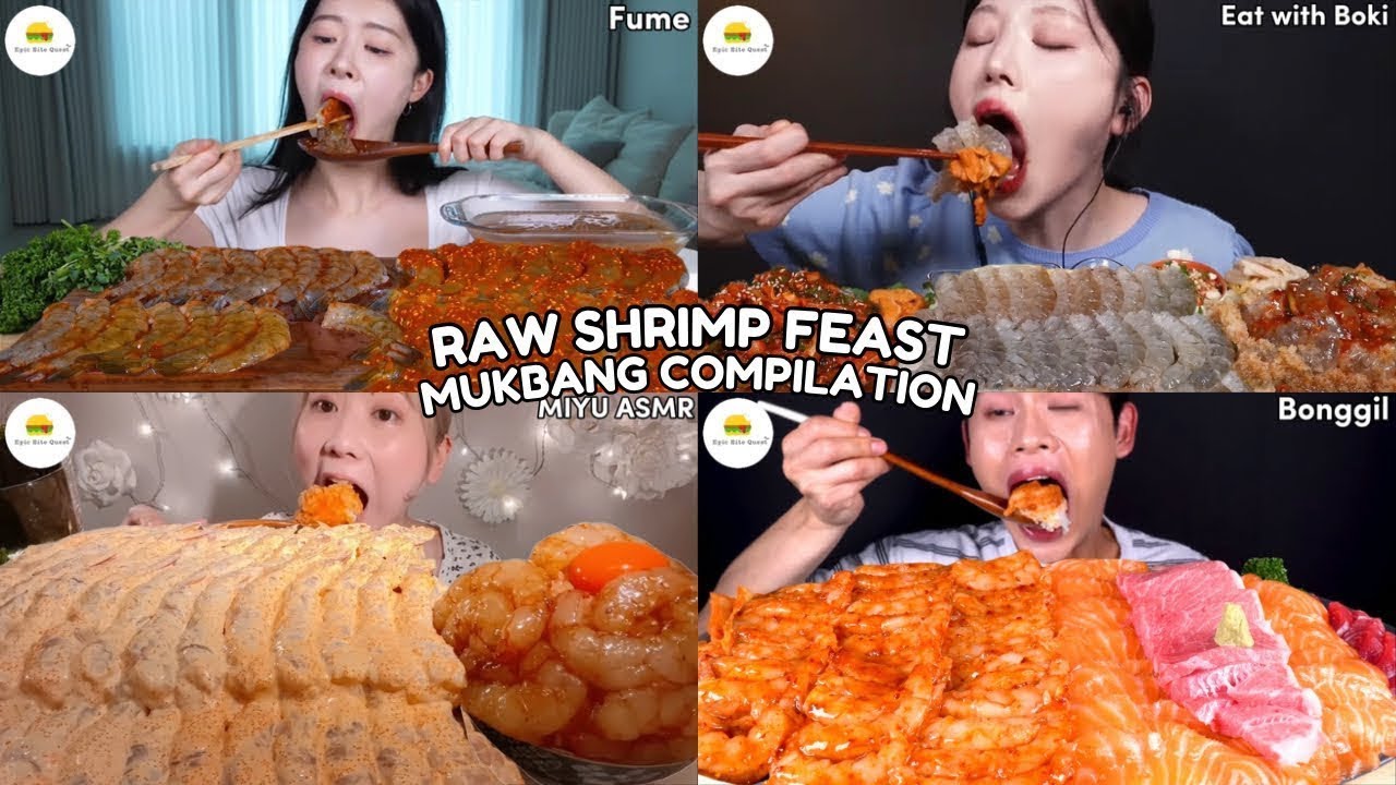 ASMR | RAW SHRIMP FEAST MUKBANG COMPILATION |