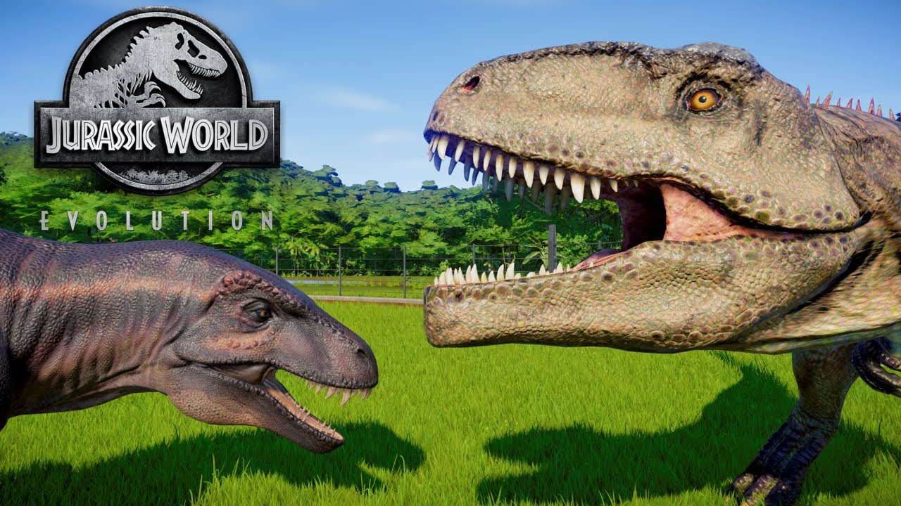 Jurassic World Evolution: Acrocanthosaurus vs Giganotosaurus - Fight for Survival in Red Wood Forest
