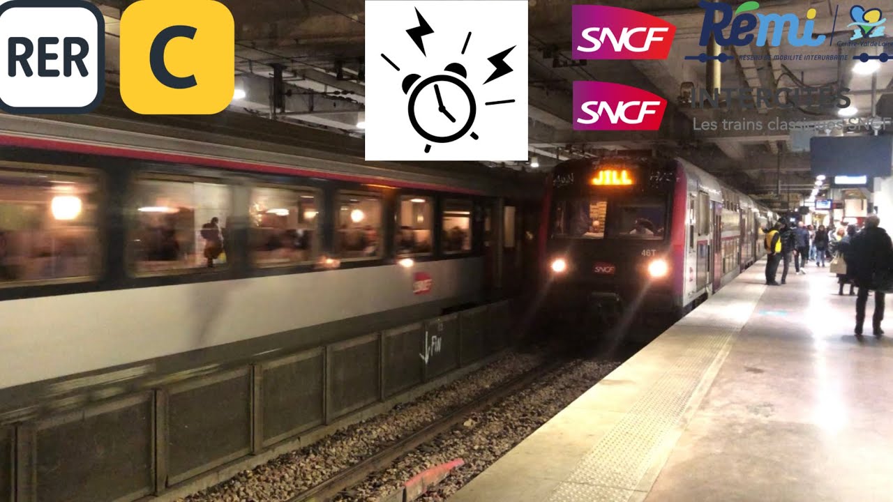 Spot en gare de Bibliothèque François Mitterand en heure de pointe du soir RER C, TER, Intercités