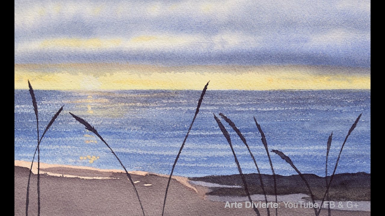 Cómo pintar un paisaje de mar y playa en acuarela - Narrado