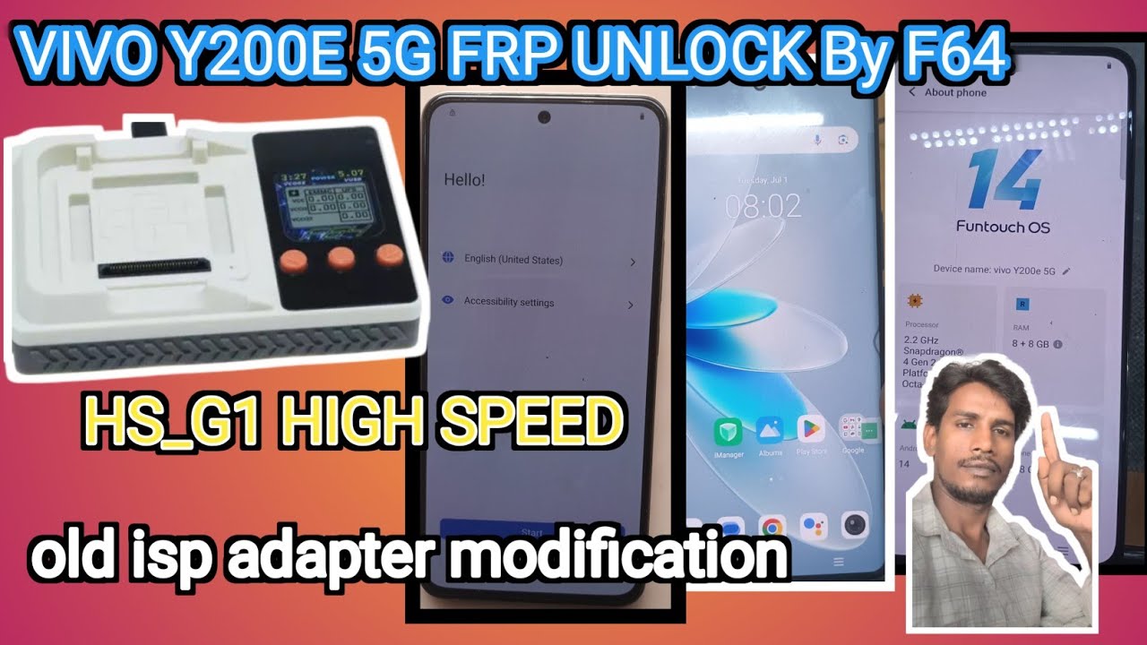 Разблокировка FRP на Vivo Y200E 5G с помощью F64 Box / HS_G2 высокоскоростная новая модификация /...