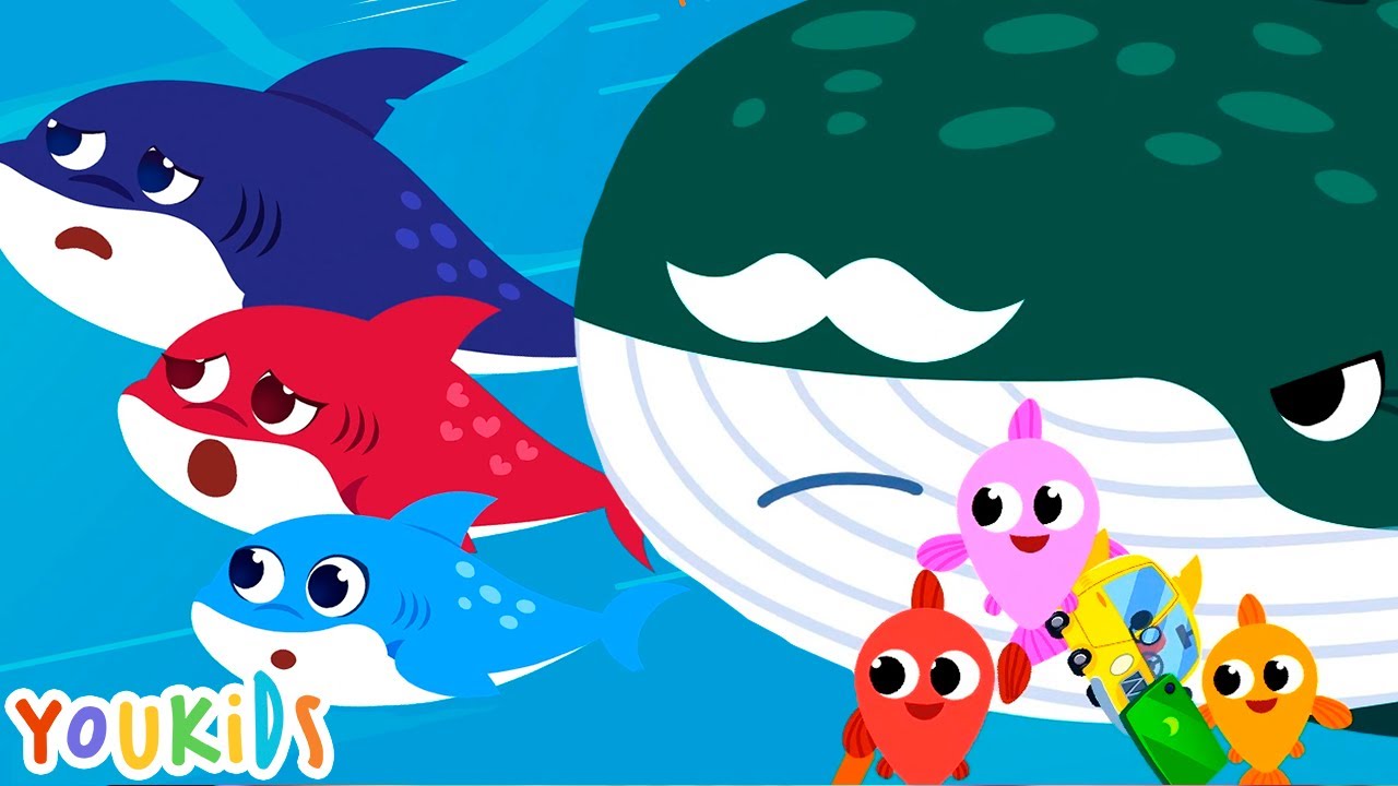 Baby Sharks vs Whale & Little Fishes | YouKids Nursery Rhymes