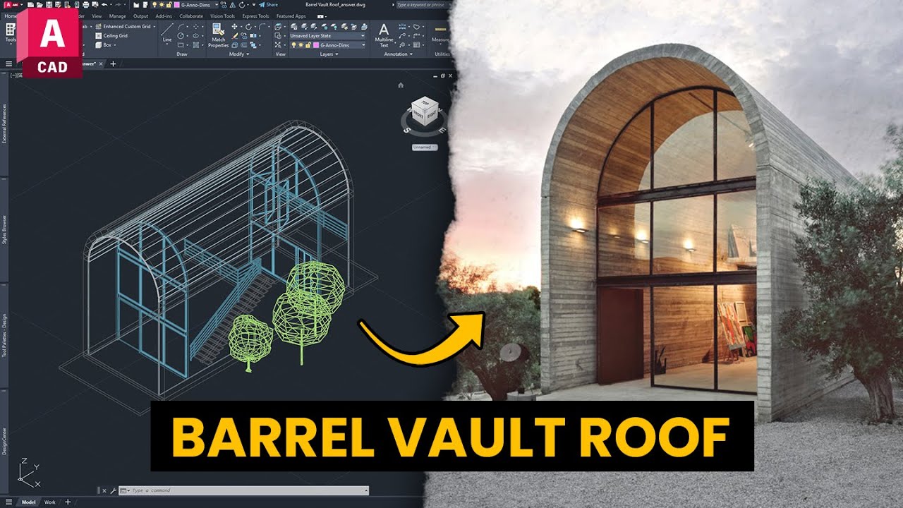 ROUND TOP ROOF (Barrel Vault) in AutoCAD Architecture