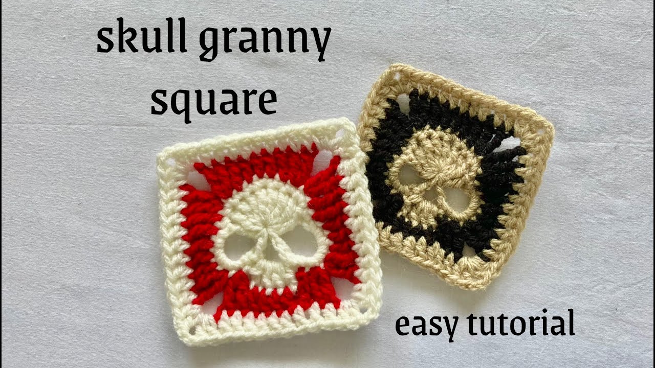 skull granny square | easy crochet tutorial