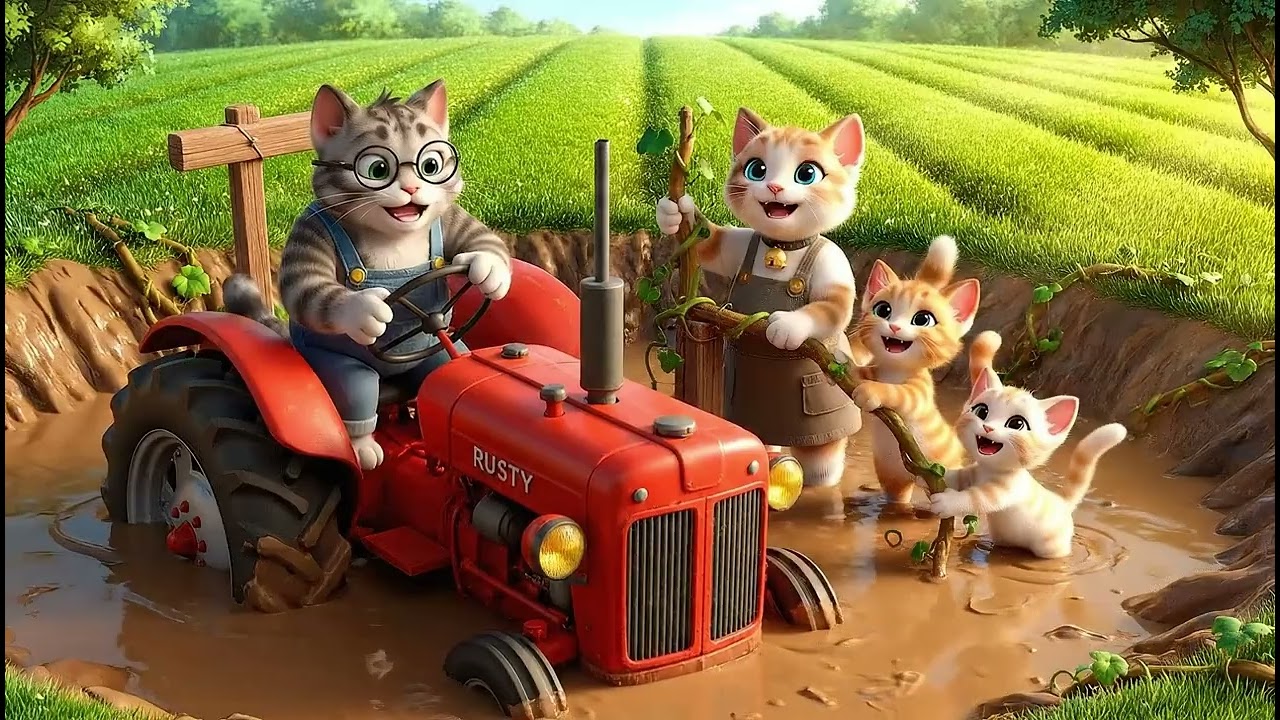 Heartwarming Cat Story: The Whole Family Works Together to Rescue Their Tractor Friend