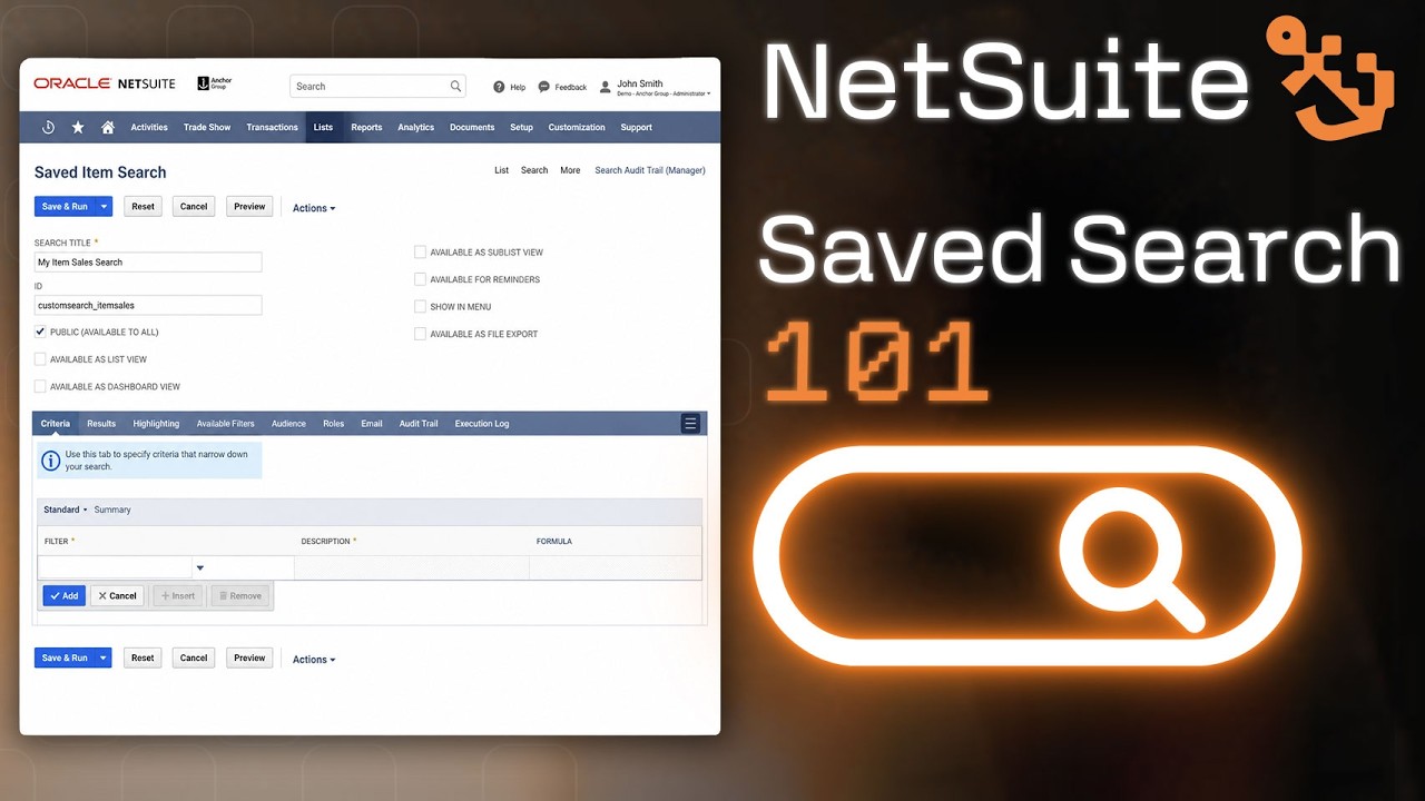 NetSuite Tutorial | Saved Search