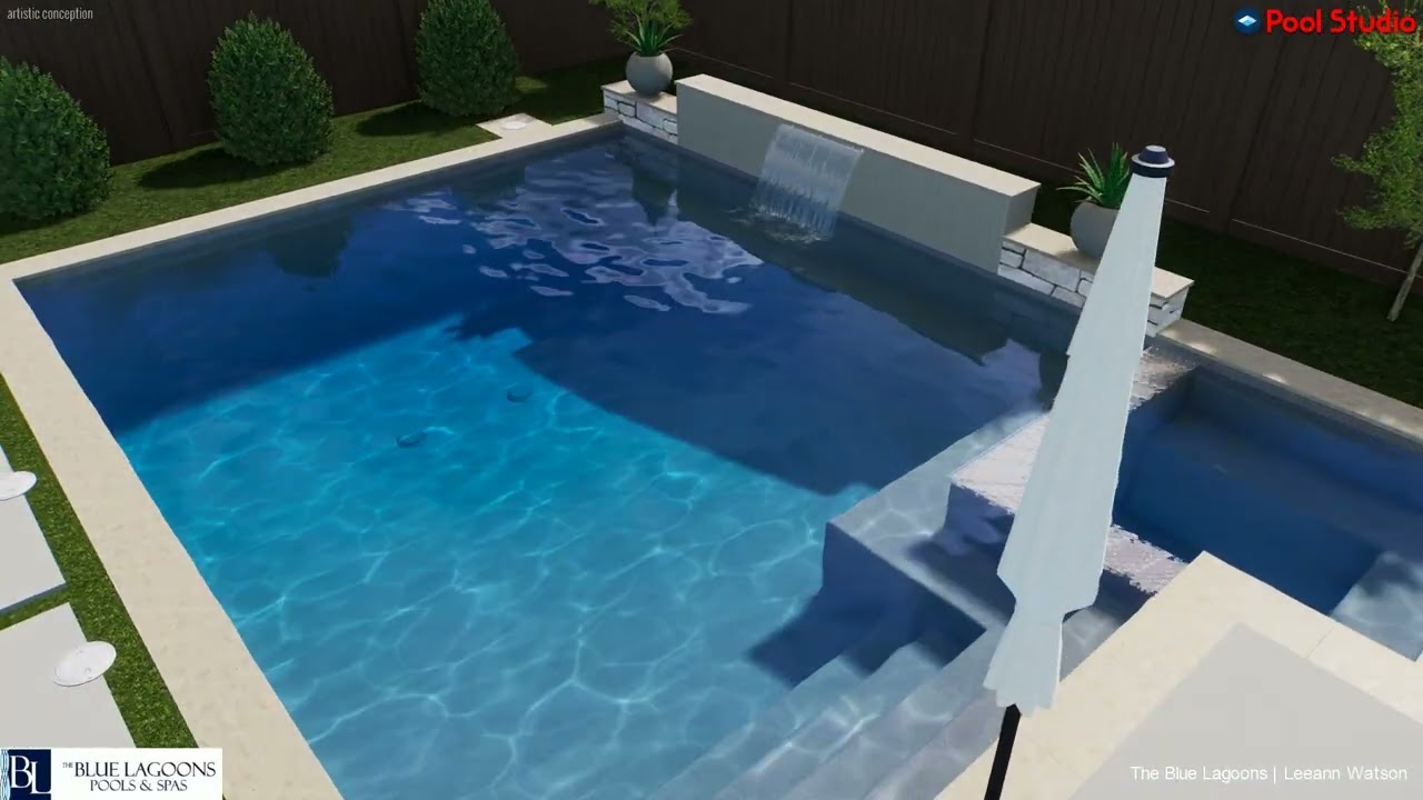 East Dallas Pool & Spa with water feature wall