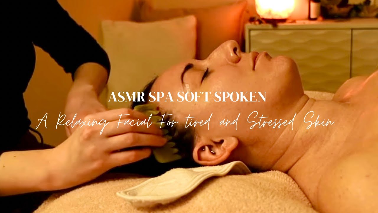 ASMR Soft Spoken Facial for an amazing Sleep | Spa Music,Ice Globes & Jade Comb for Relaxation.